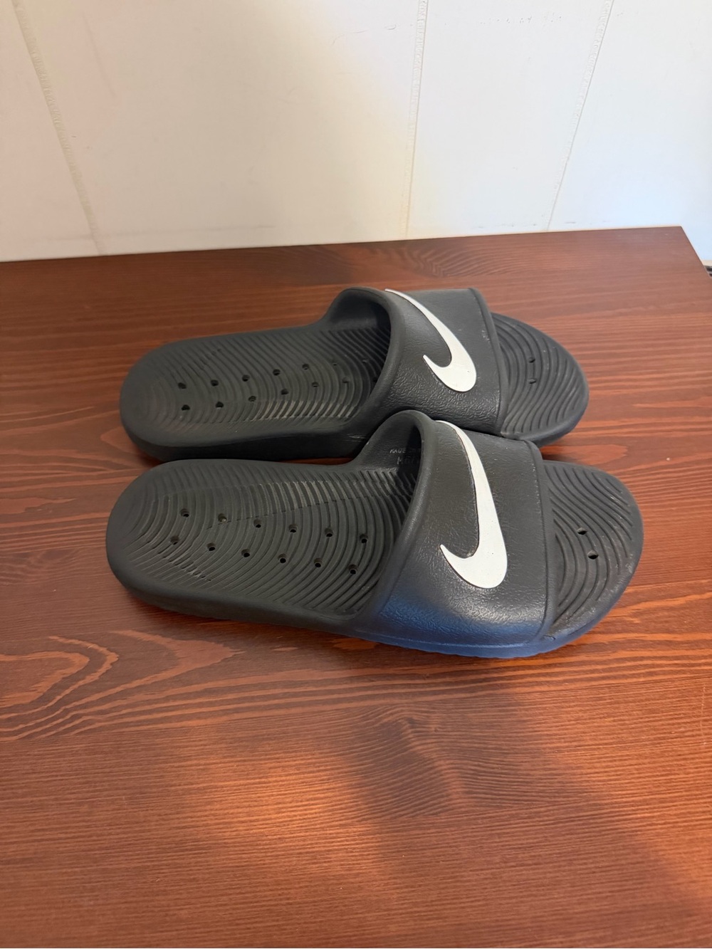 Nike Black Slide Sandals with White Swoosh